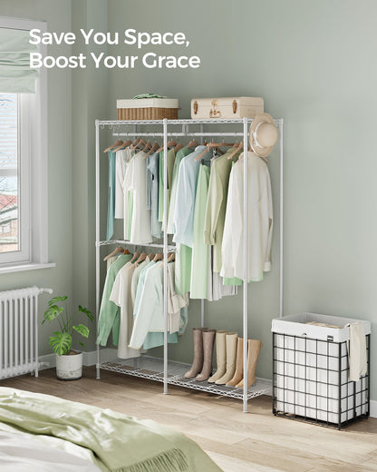 Metal Clothing Rack with Adjustable Shelves and Hanging Rails - HWLEXTRA 