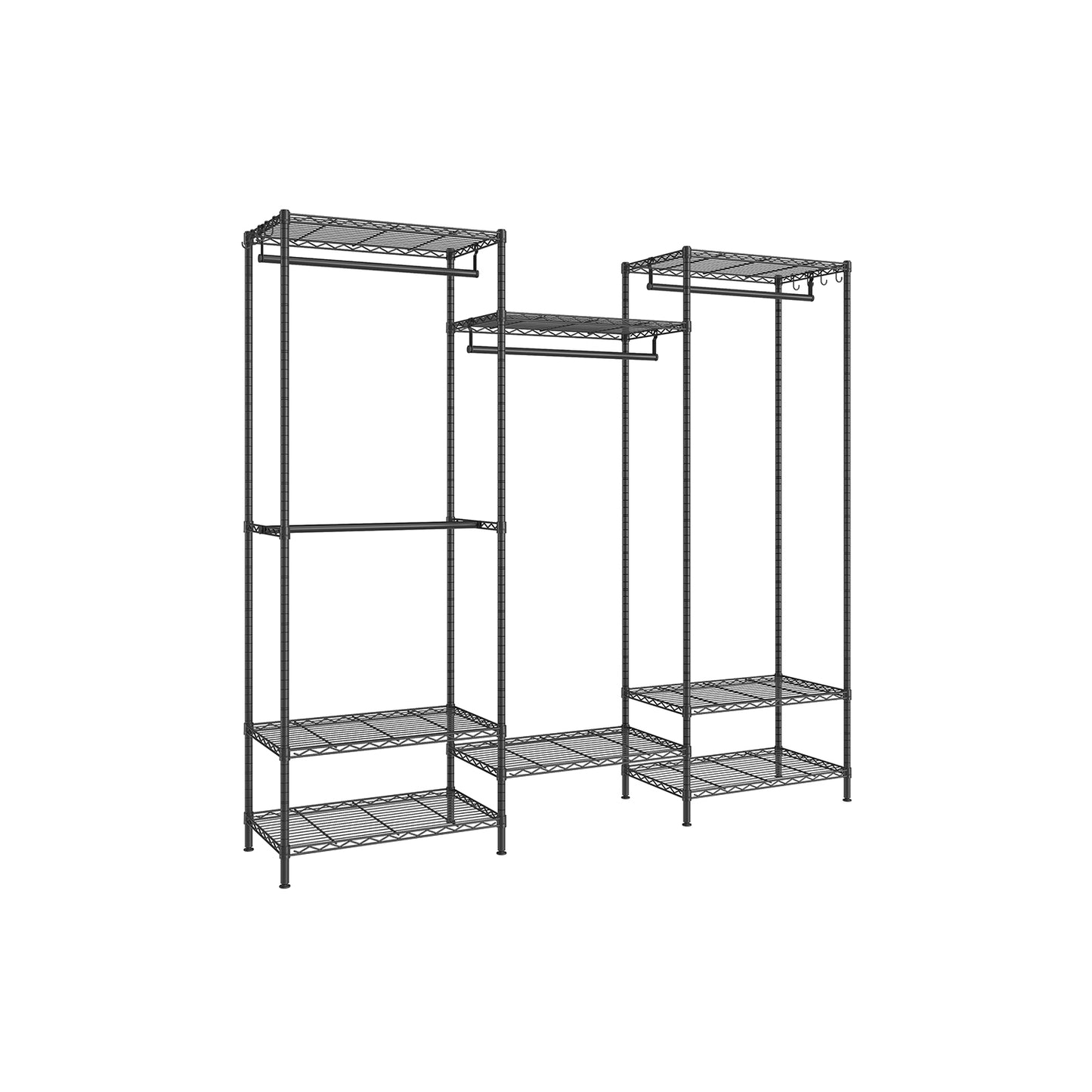 Clothes Rack, Metal Wardrobe with Shelves, Ink Black - image 2