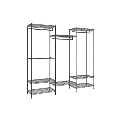 Clothes Rack, Metal Wardrobe with Shelves, Ink Black - image 2