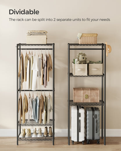 Clothes Rack, Metal Wardrobe with Shelves, Ink Black - image 10
