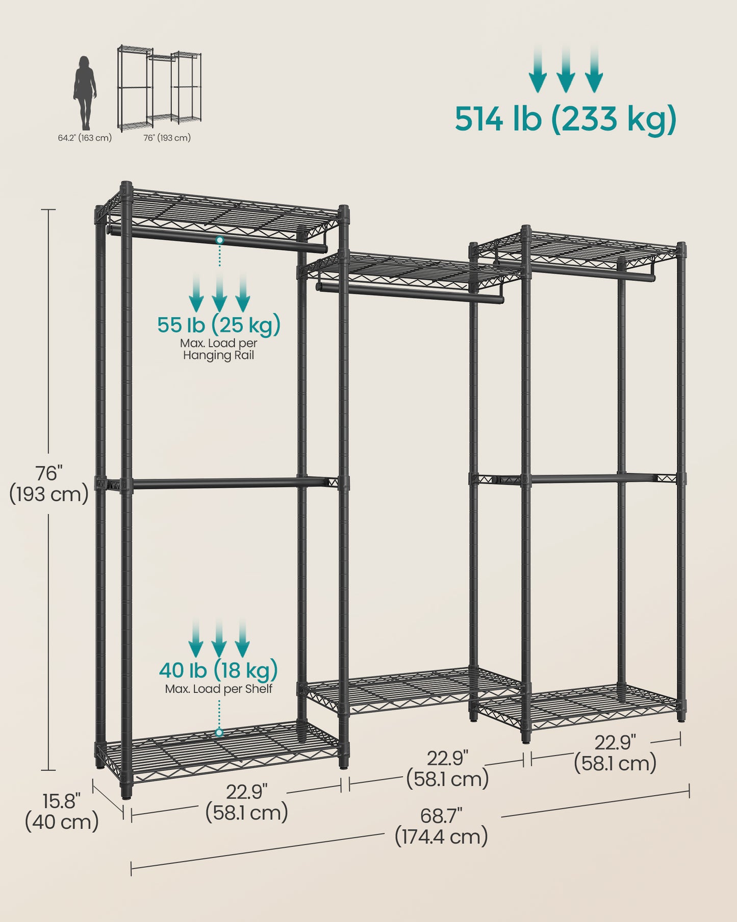 Heavy-Duty Clothes Rack, Garment Rack