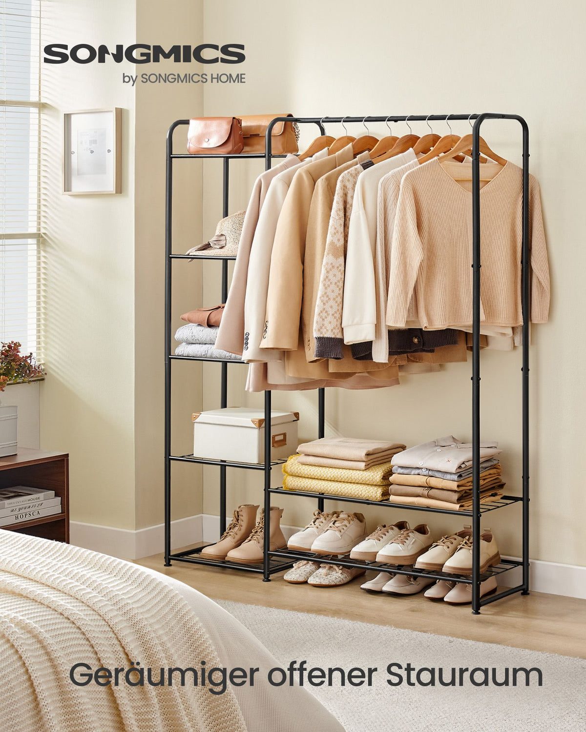 Clothes Rack Open Wardrobe 29 x 112 x 158.4 cm Metal Ink Black