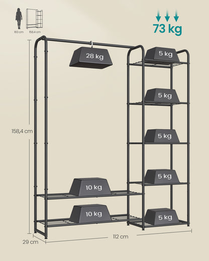 Clothes Rack Open Wardrobe 29 x 112 x 158.4 cm Metal Ink Black