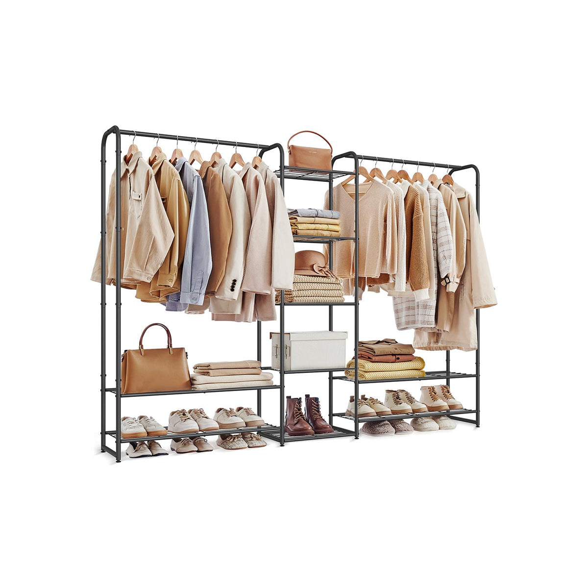 Clothes Hanger Open Wardrobe with Storage Shelves Matt Black - image 1