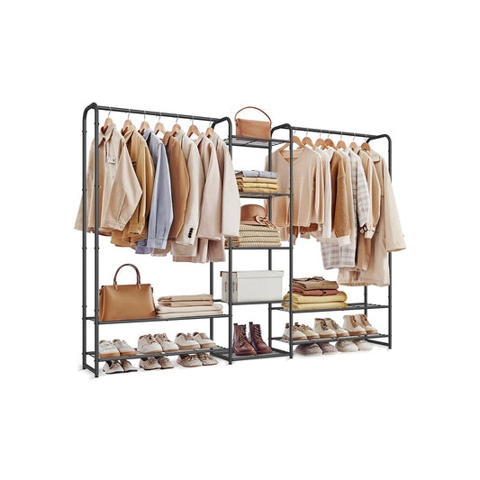 Clothes Hanger Open Wardrobe with Storage Shelves Matt Black - image 1