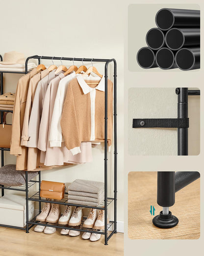 Clothes Hanger Open Wardrobe with Storage Shelves Matt Black - image 4