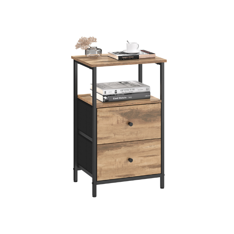 Side Table with 2 Fabric Drawers