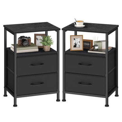 Nightstand, Bed Side Table, End Table with 2 Drawers, 1 Open Shelf, Industrial, Rustic Brown - image 16