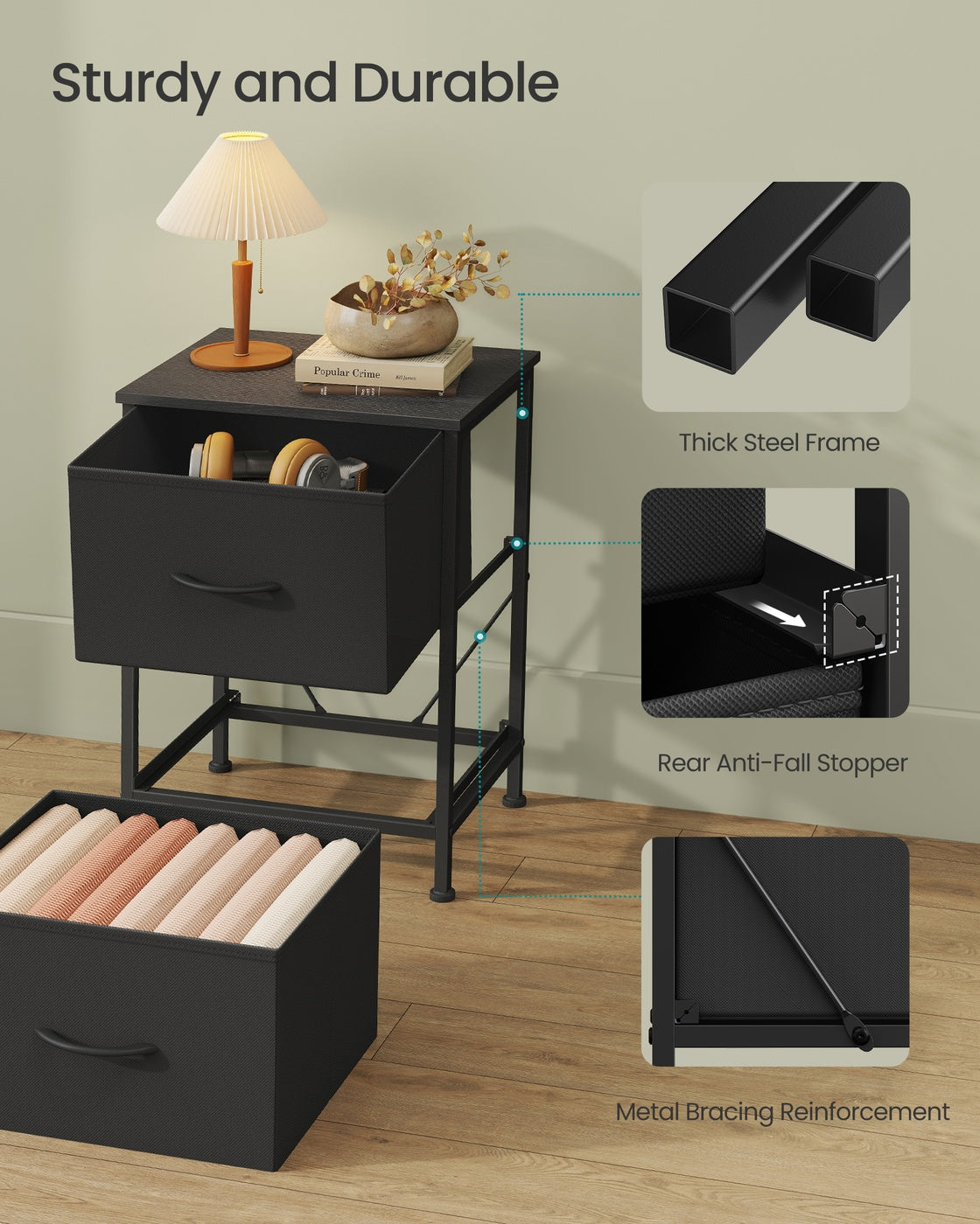 Modern nightstand with drawers for bedroom - image 41
