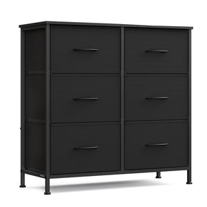 Dresser for Bedroom, 6-Drawer Storage Organizer, Ink Black & Ebony Black, Steel Frame