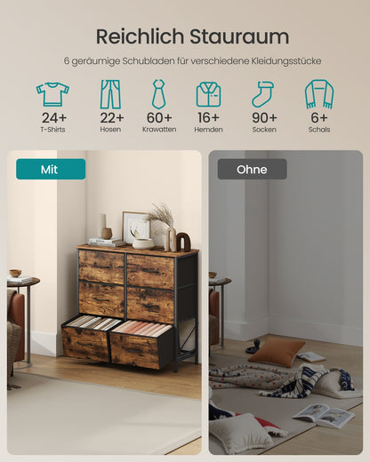 6 drawer chest for versatile fabric storage