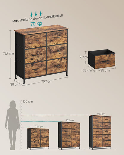 6 drawer chest for versatile fabric storage