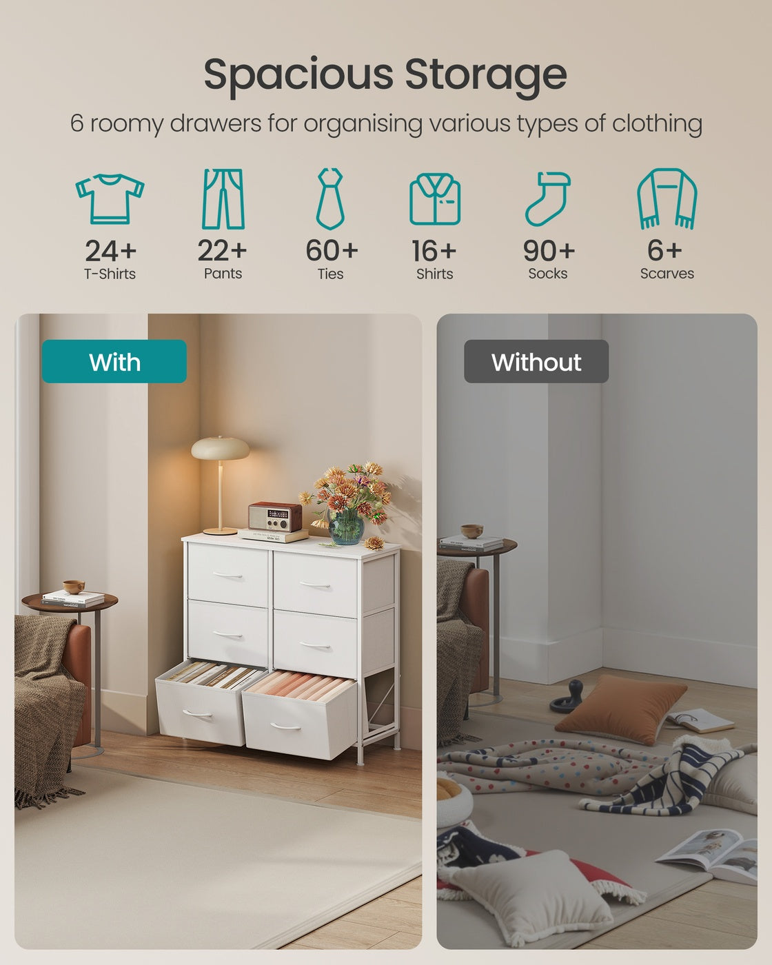 Chest of drawers with fabric drawers for versatile storage - image 3