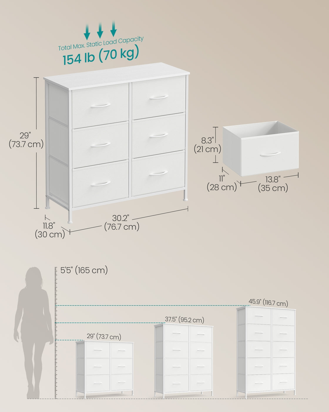 Chest of drawers with fabric drawers for versatile storage - image 5