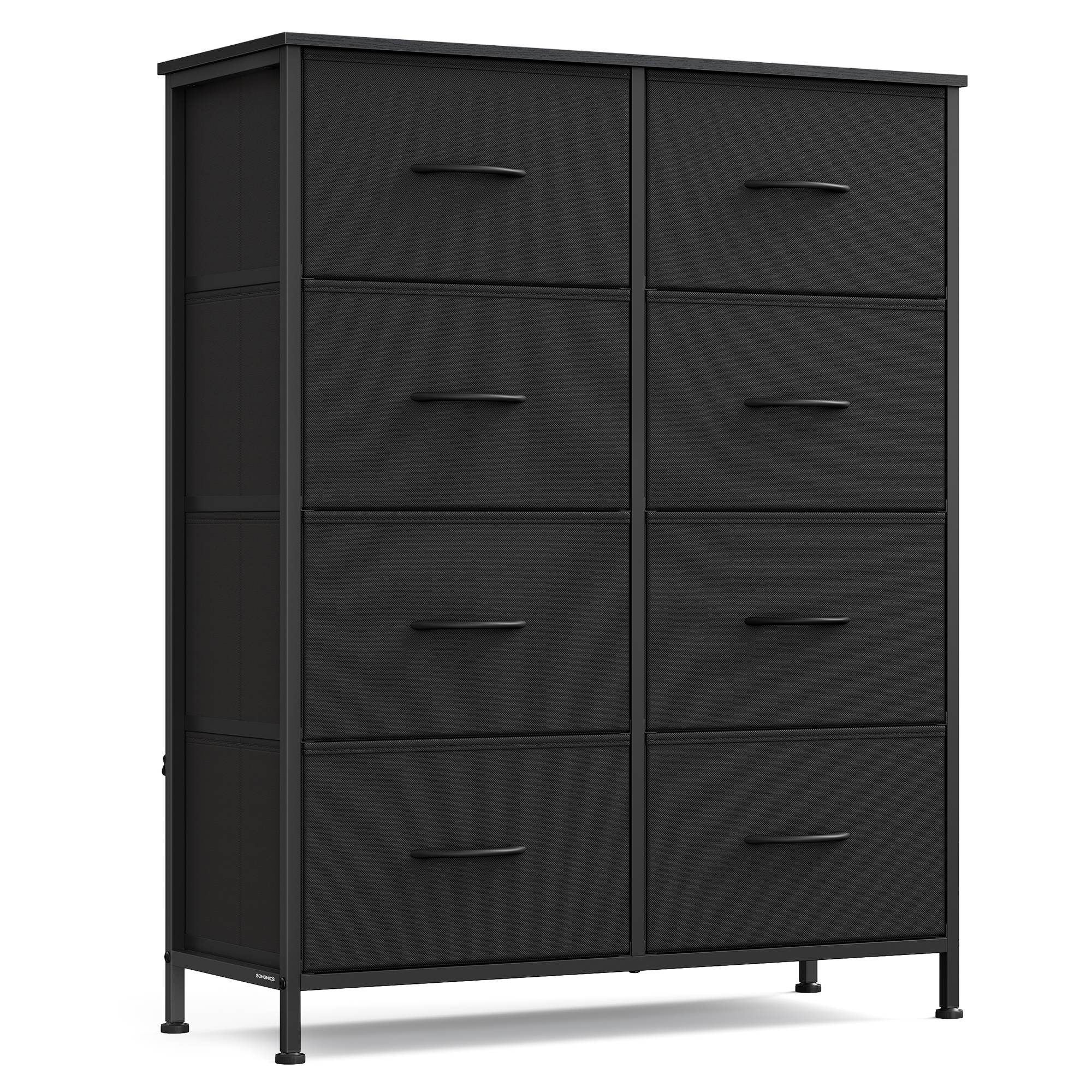 Dresser for Bedroom, 8-Drawer Storage Organizer, Ink Black & Ebony Black, Steel Frame