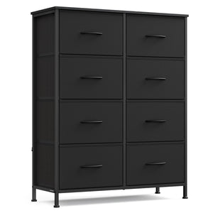 Dresser for Bedroom, 8-Drawer Storage Organizer, Ink Black & Ebony Black, Steel Frame
