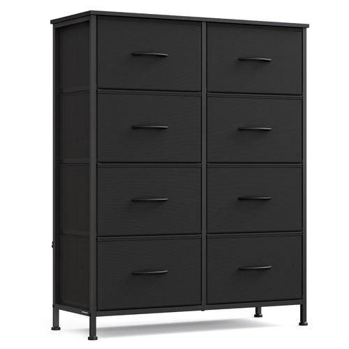 Dresser for Bedroom, 8-Drawer Storage Organizer, Ink Black & Ebony Black,  Steel Frame
