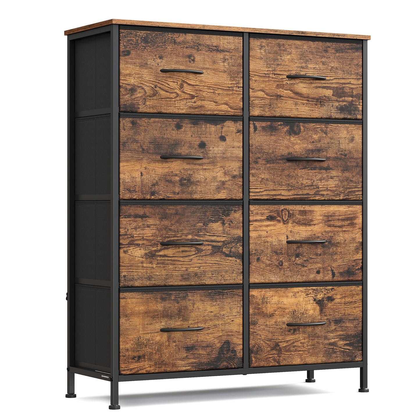 8-Drawer Fabric Dresser, Sturdy Storage Organizer for Bedroom, Rustic Brown & Black - image 1