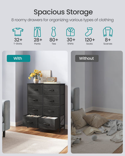 8-Drawer Fabric Dresser, Sturdy Storage Organizer for Bedroom, Rustic Brown & Black - image 27