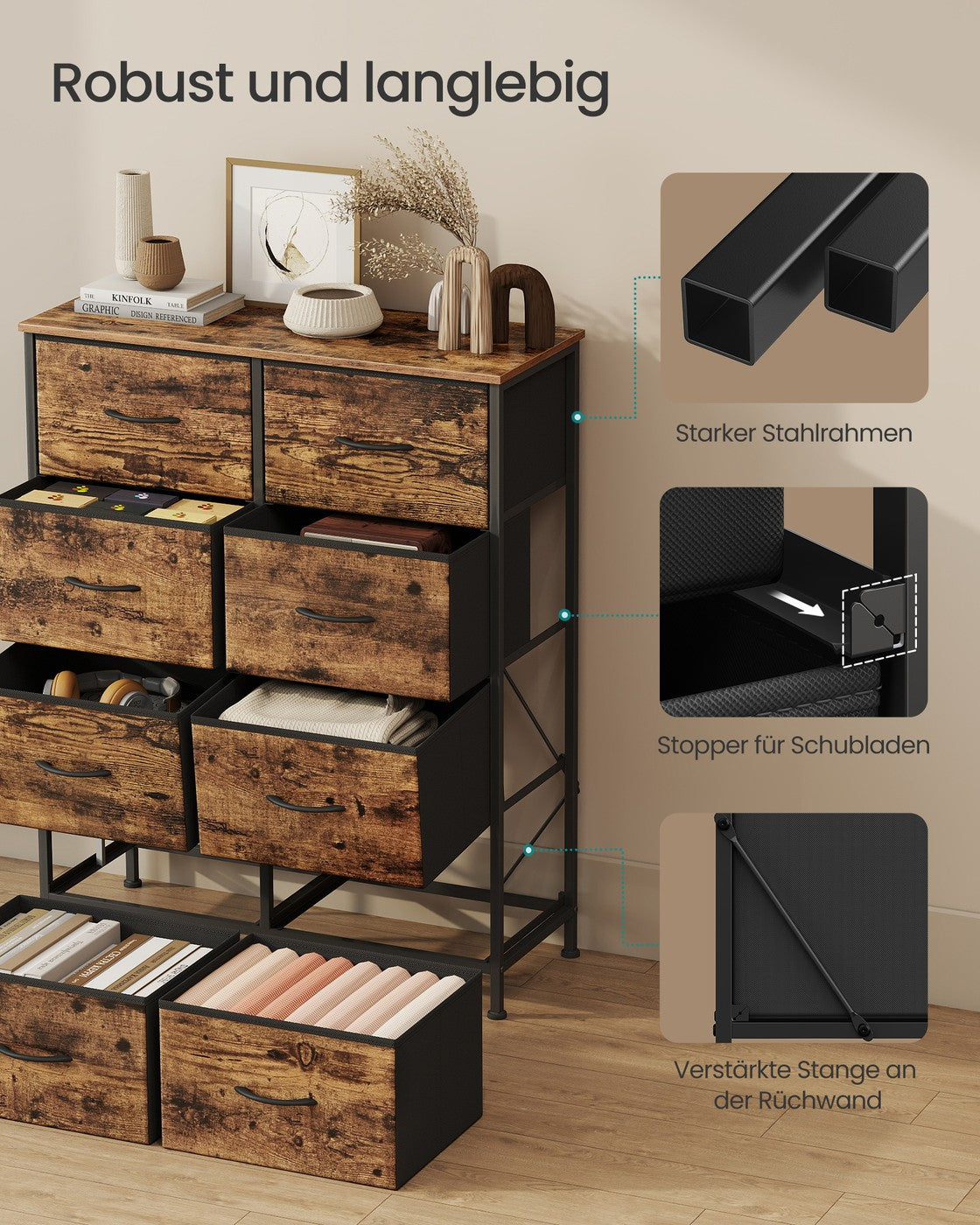 6 drawer chest for versatile fabric storage