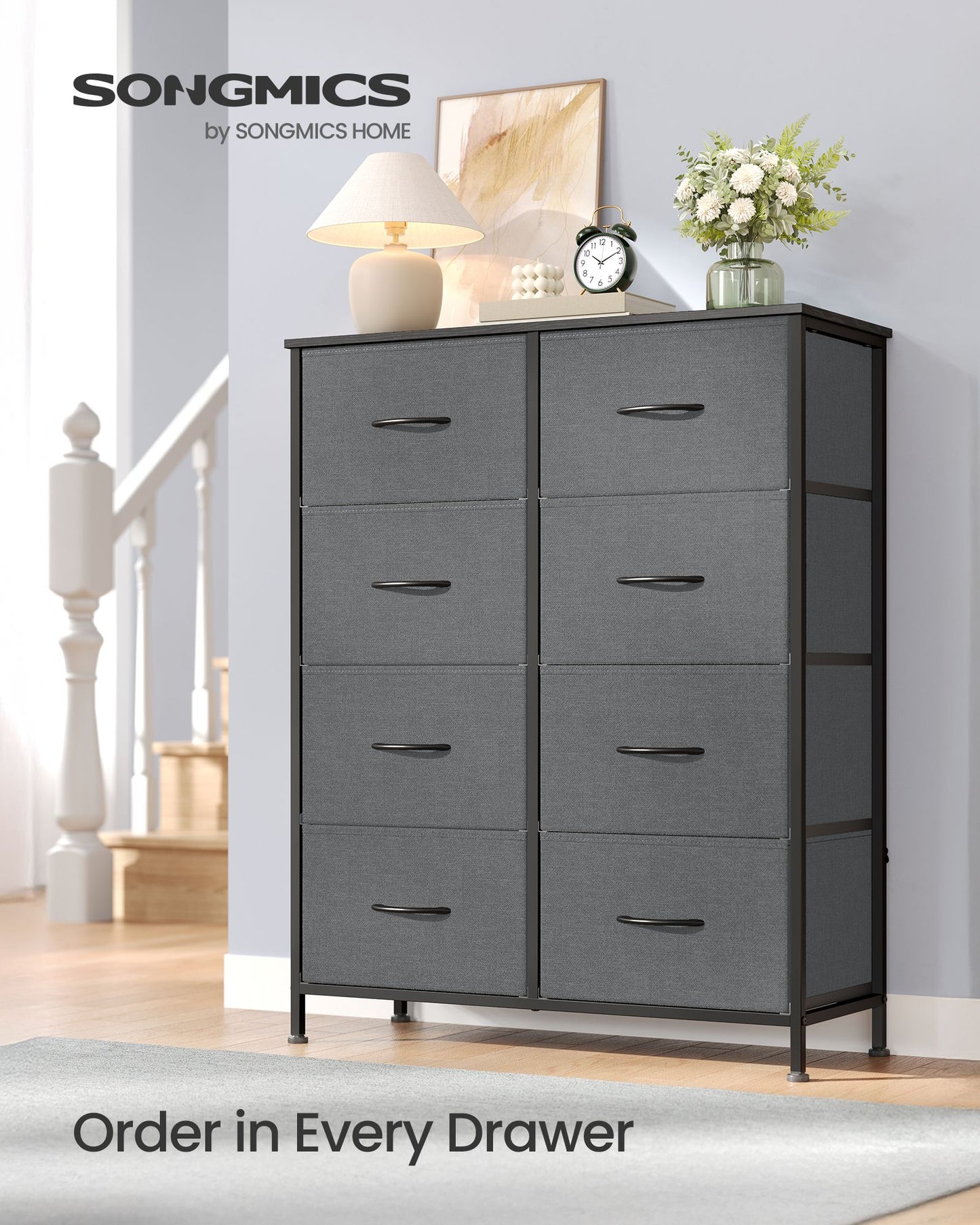 8-Drawer Fabric Dresser, Sturdy Storage Organizer for Bedroom, Rustic Brown & Black - image 20