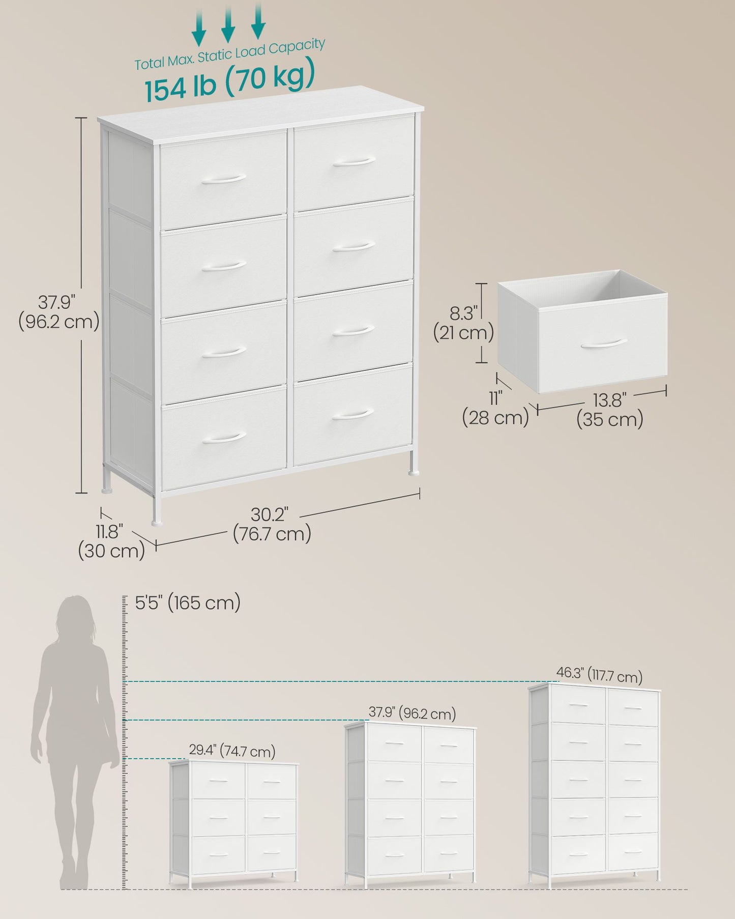 8-Drawer Fabric Dresser, Sturdy Storage Organizer for Bedroom, Rustic Brown & Black - image 17