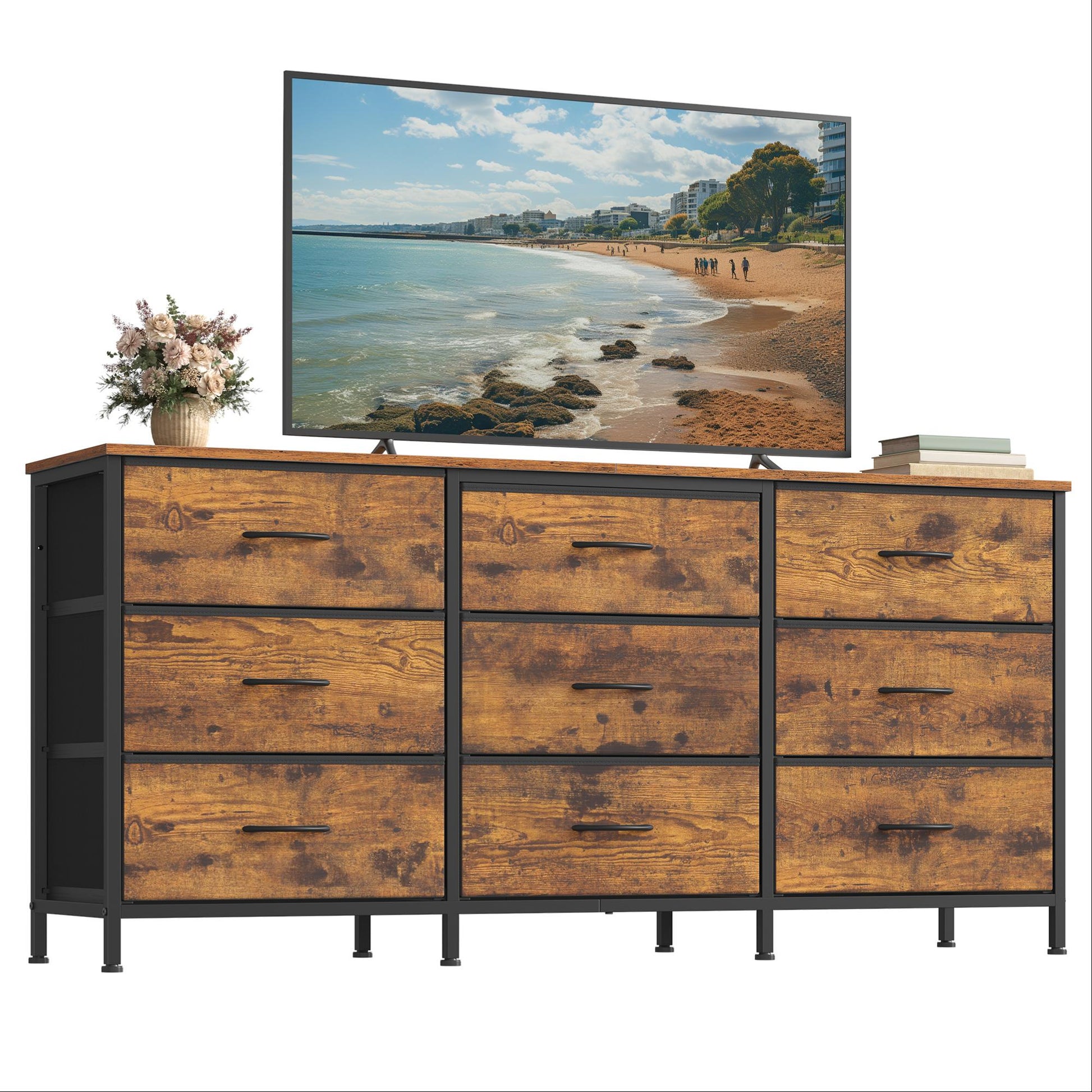 Dresser with 9 Fabric Drawers, TV Stand for TVs Up to 65 Inches - image 1