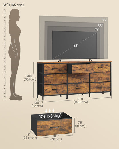 Dresser with 9 Fabric Drawers, TV Stand for TVs Up to 65 Inches - image 3