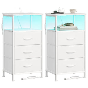 Nightstand with Charging Station and App-Controlled Adjustable LED Lights Set of 2 - image 7