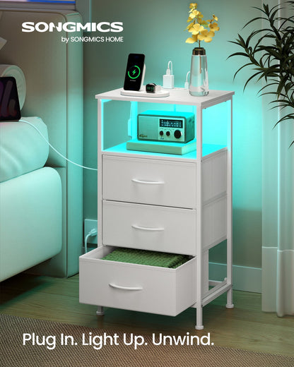Nightstand with Charging Station and App-Controlled Adjustable LED Lights Set of 2 - image 5