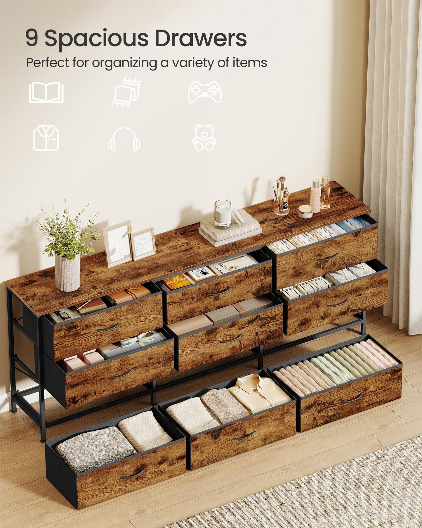 Dresser with 9 Fabric Drawers, TV Stand for TVs Up to 70 Inches - image 2