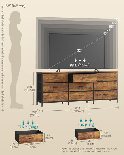 Dresser with 9 Fabric Drawers, TV Stand for TVs Up to 70 Inches - image 3