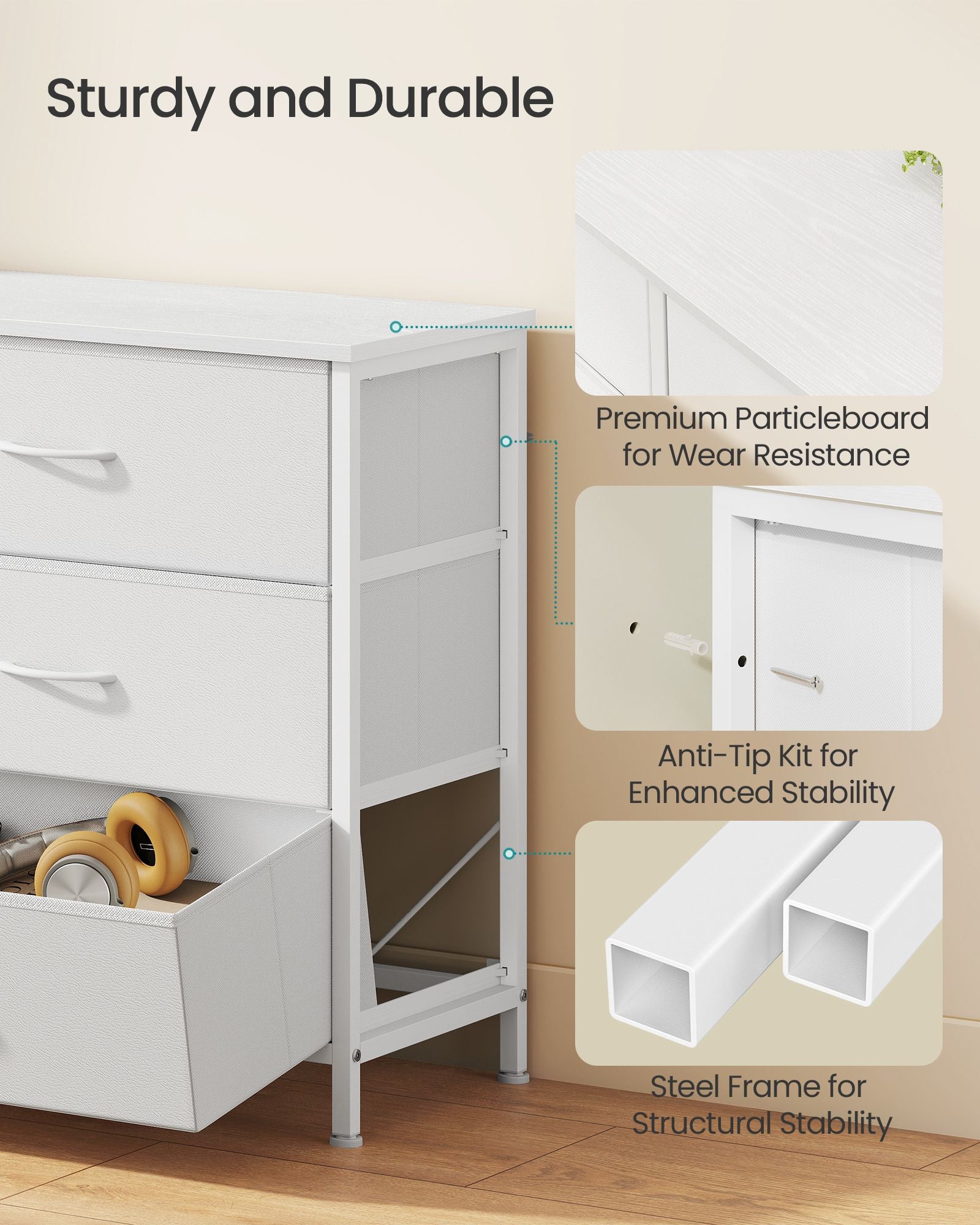 Dresser with 9 Fabric Drawers, TV Stand for TVs Up to 70 Inches - image 5