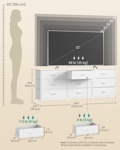 Dresser with 9 Fabric Drawers, TV Stand for TVs Up to 70 Inches - image 6