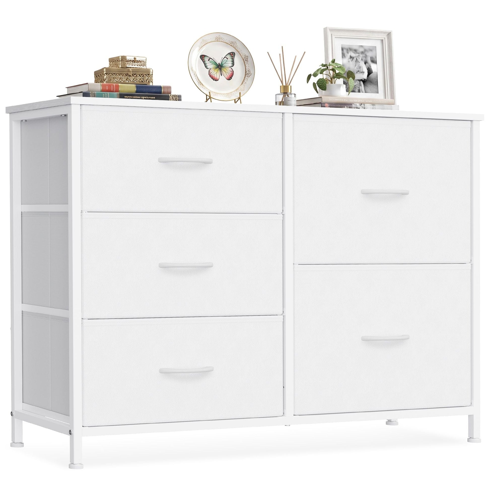 Cloud White Five-Drawer Fabric Storage Dresser - image 1
