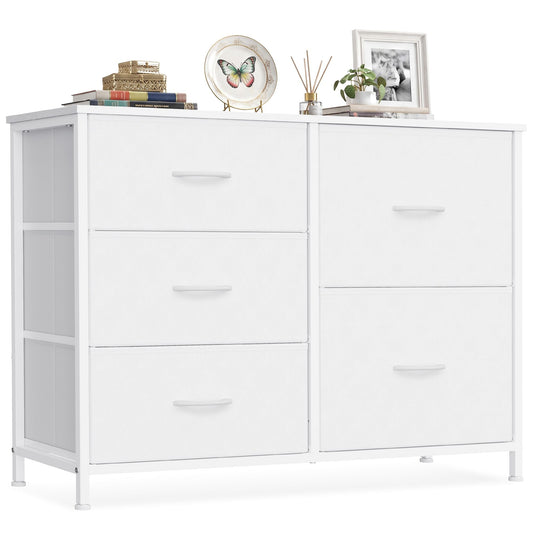 Cloud White Five-Drawer Fabric Storage Dresser - image 1