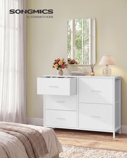 Cloud White Five-Drawer Fabric Storage Dresser