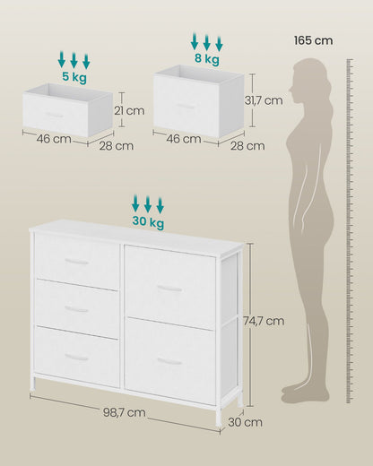 Cloud White Five-Drawer Fabric Storage Dresser
