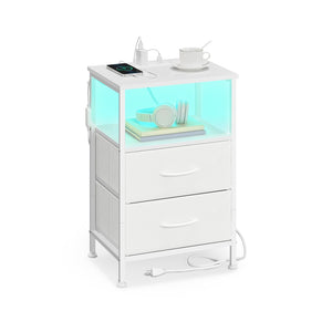 Smart bedside table with charging station and app controlled led lights - HWLEXTRA 