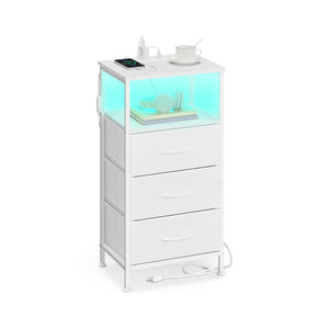 Smart bedside table with charging station and app controlled led lights - HWLEXTRA 
