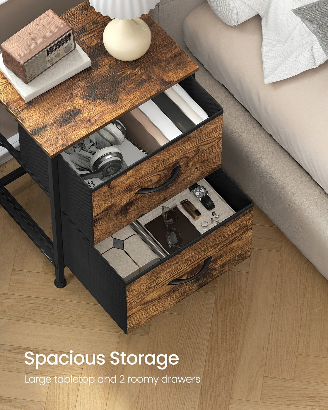 Modern nightstand with drawers for bedroom - image 15