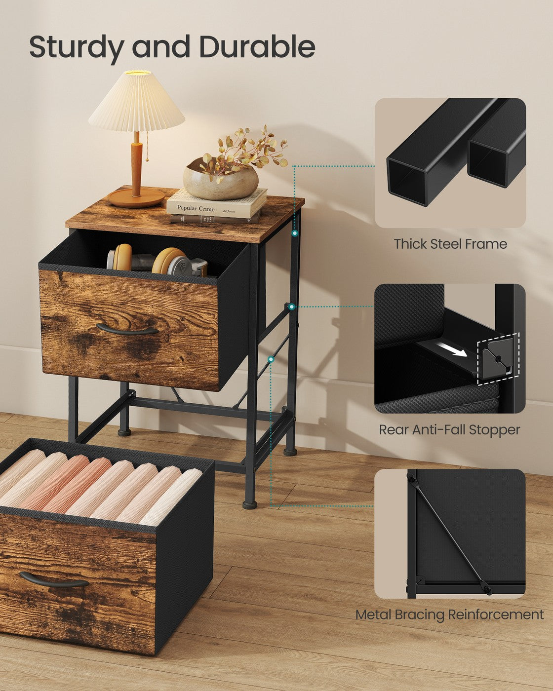 Modern nightstand with drawers for bedroom - image 17