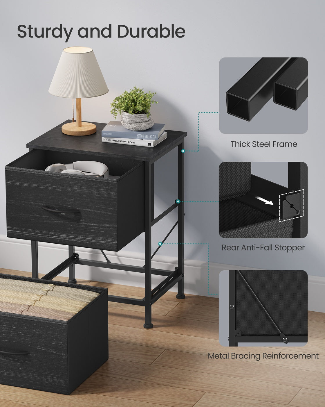Modern nightstand with drawers for bedroom - image 29