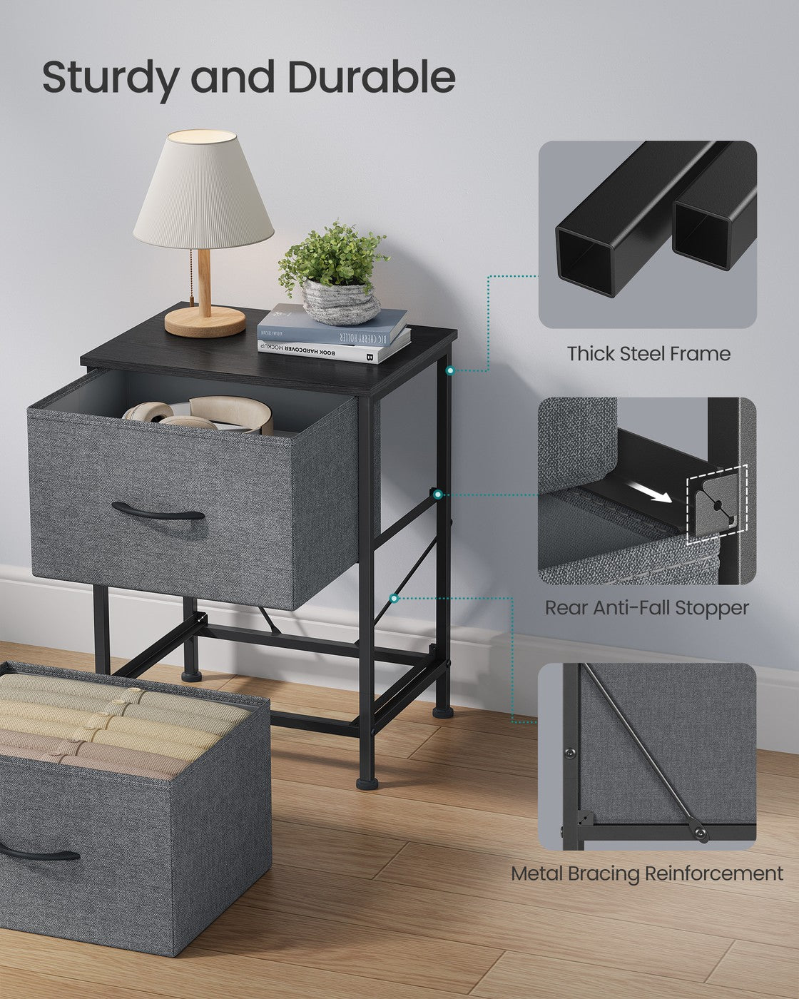 Modern nightstand with drawers for bedroom - image 23