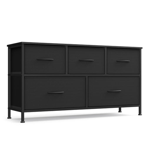 Dresser for Bedroom, 5-Drawer Storage Organizer & TV Stand, Ink Black,  Steel Frame