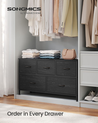 Dresser for Bedroom, 5-Drawer Storage Organizer & TV Stand, Rustic Brown, Steel Frame