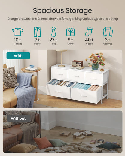 Dresser for Bedroom, 5-Drawer Storage Organizer & TV Stand, Rustic Brown, Steel Frame