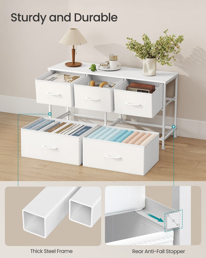 Dresser for Bedroom, 5-Drawer Storage Organizer & TV Stand, Rustic Brown, Steel Frame