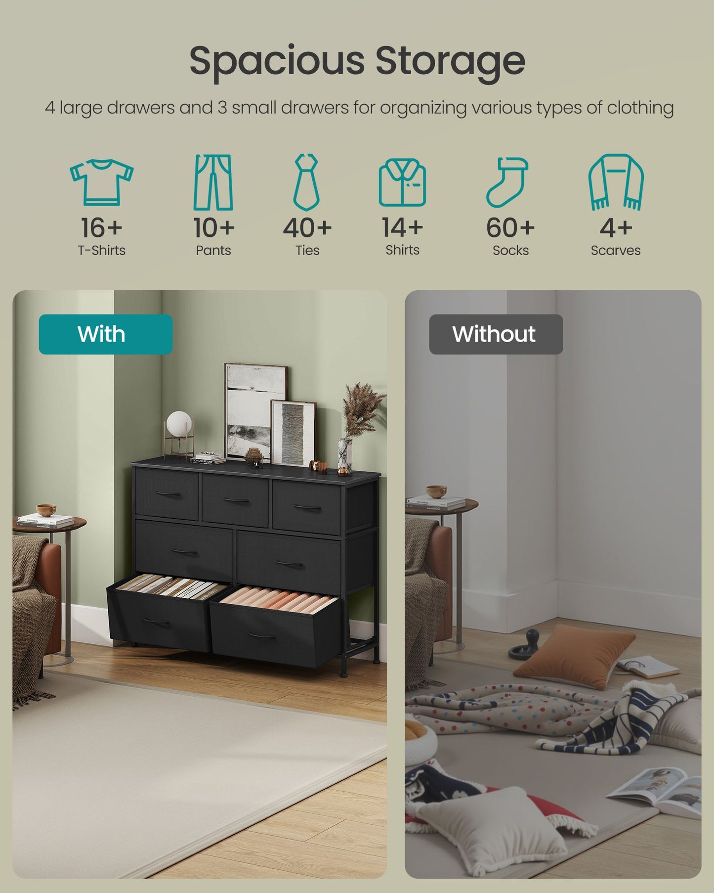 Dresser for Bedroom, Wide Dresser with 7 Fabric Drawers - image 3