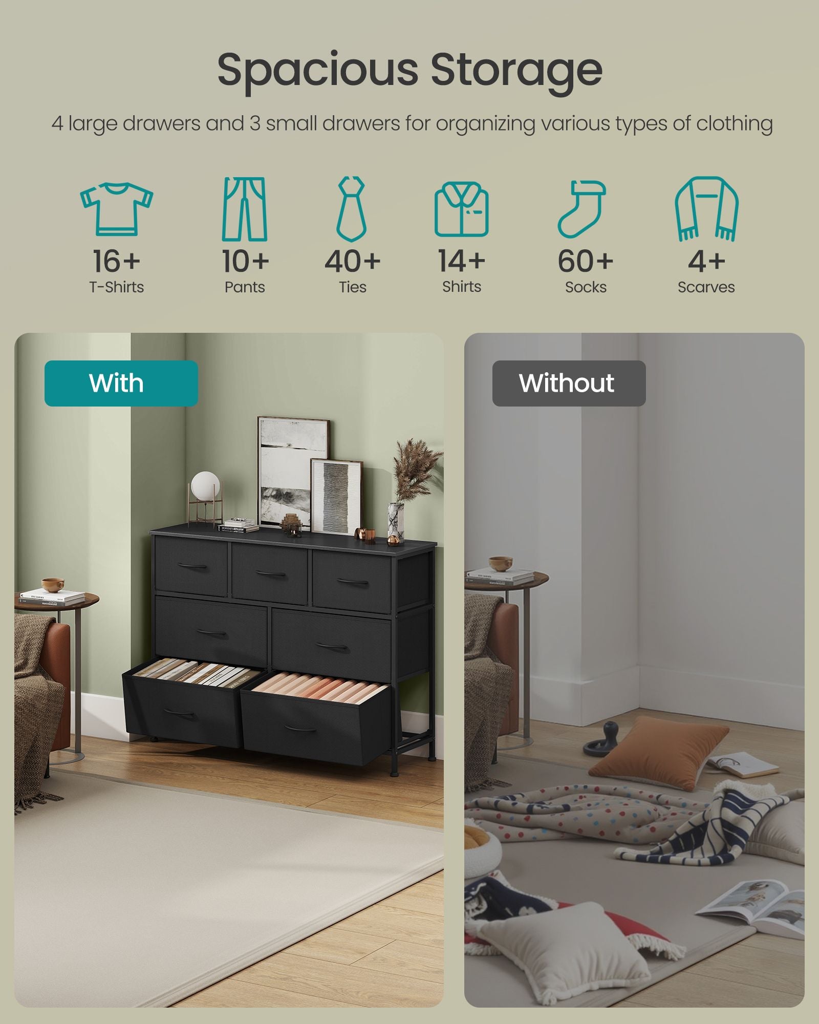 Dresser for Bedroom, Wide Dresser with 7 Fabric Drawers - image 3